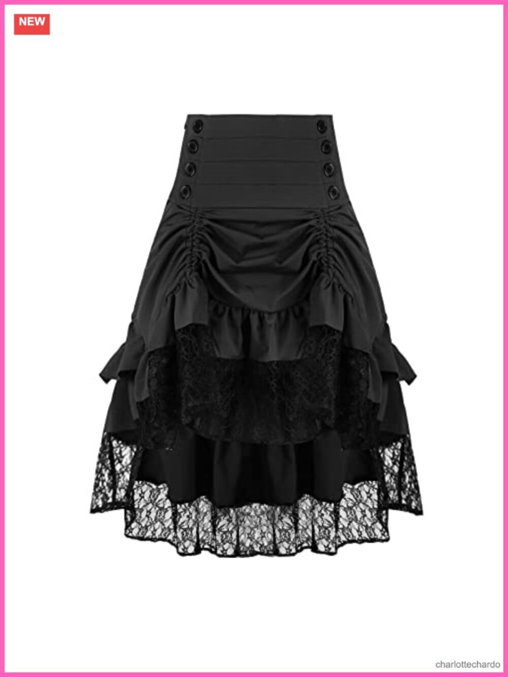 Steampunk Gothic Pirate High-Low Ruffled Skirt Women's Midi Victorian